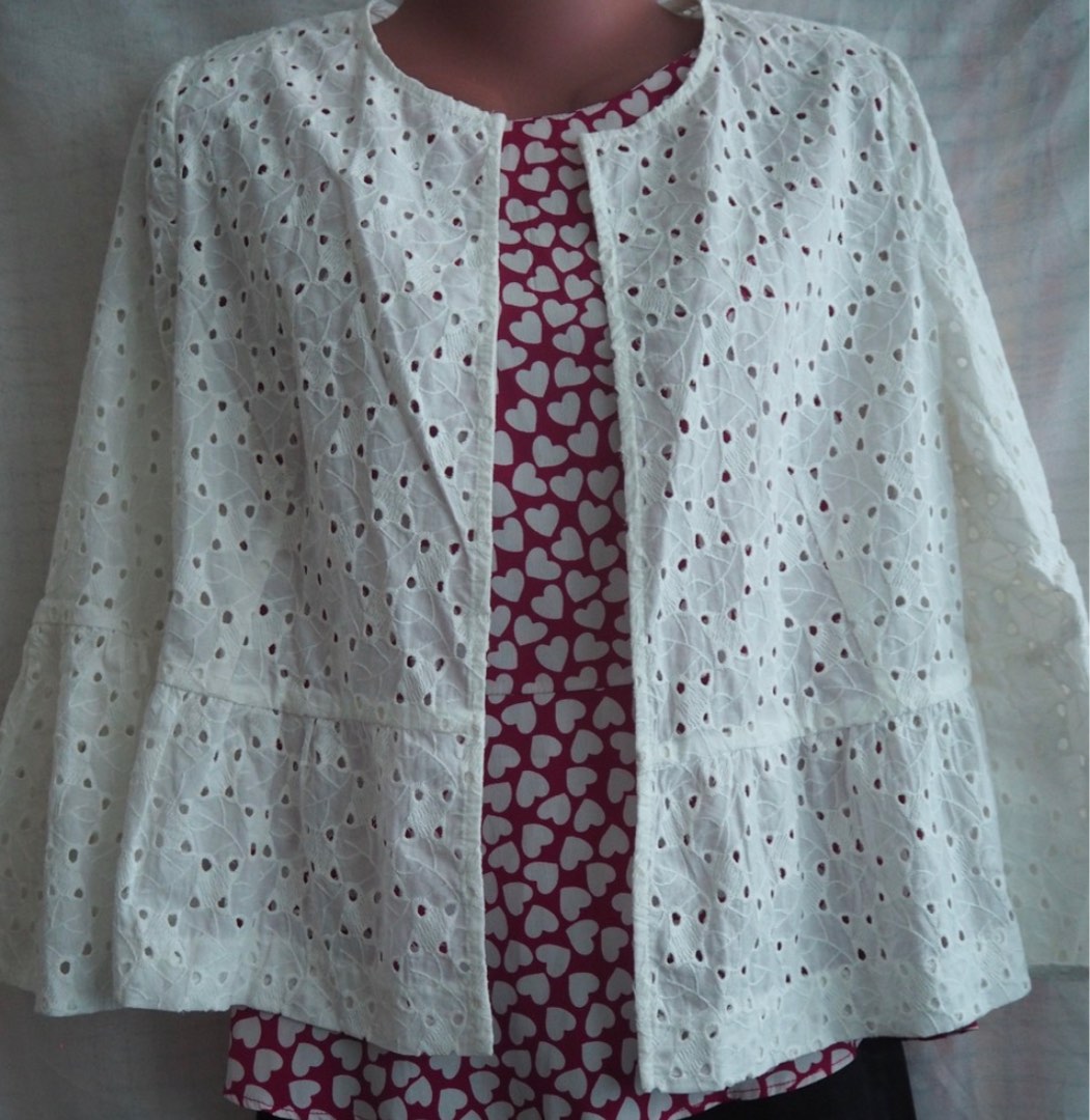 Zara white lace jacket best sale
