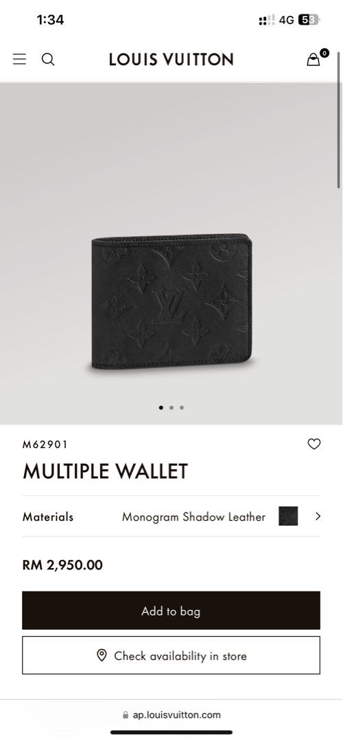 Louis Vuitton M62901 Multiple Black Monogram Shadow Calfskin Wallet (RFID)  - The Attic Place