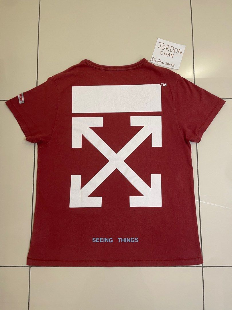 100 Legit Off White Diagonal Arrow Tee Maroon White Men s