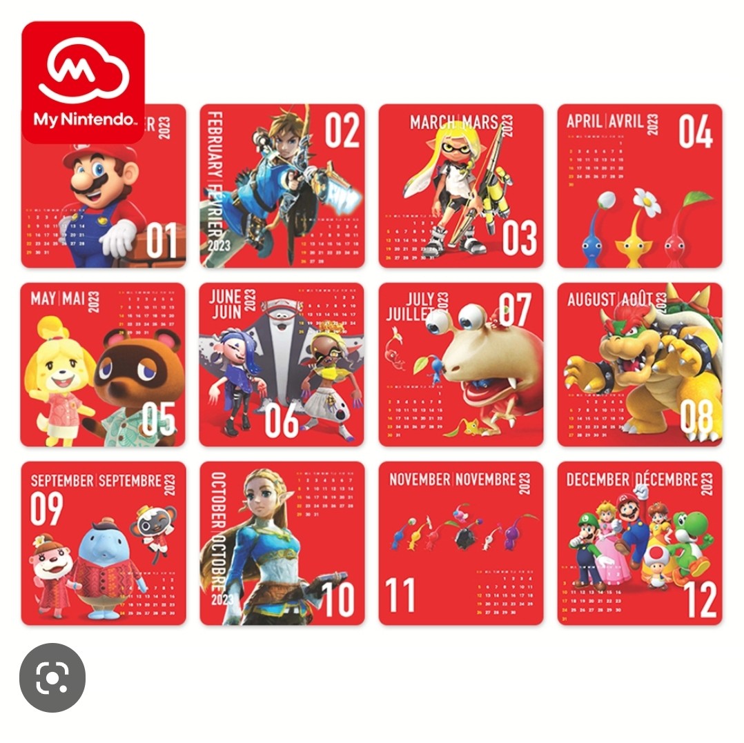 日本特殊燙印月曆 座枱日曆 my Nintendo calendar super mario zelda splatoon 3 animal