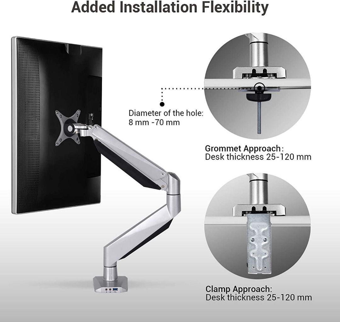 [363A] FLEXIMOUNTS Monitor Arm Desk Stand D7L Heavy Duty Gas Spring