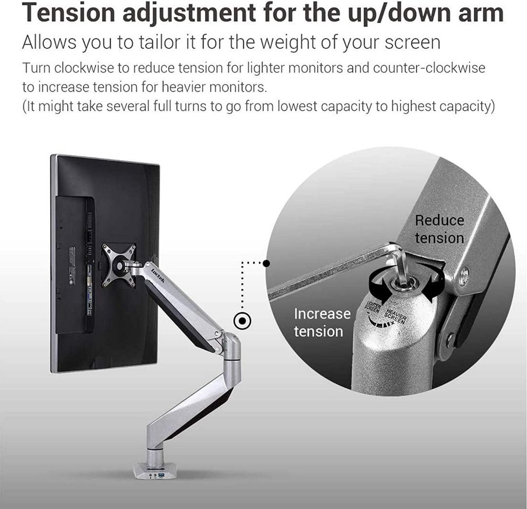 [363A] FLEXIMOUNTS Monitor Arm Desk Stand D7L Heavy Duty Gas Spring