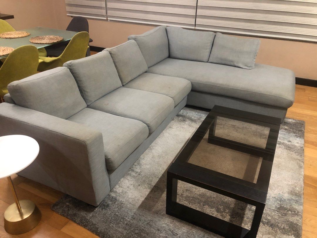 4 seater Lshaped sofa with chaise, Furniture & Home Living, Furniture