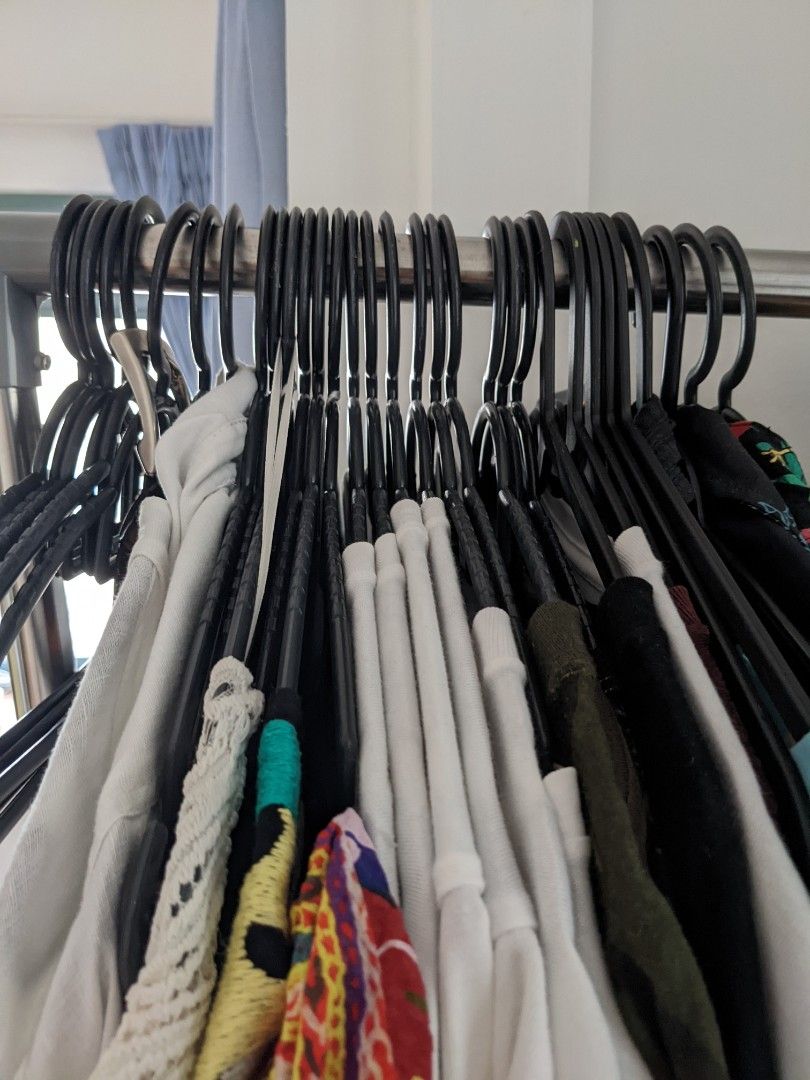 60 black Ikea plastic hangers, Furniture & Home Living, Home