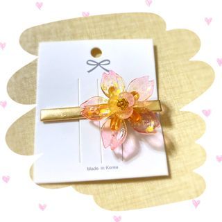 粉紅色 水仙花 髮夾