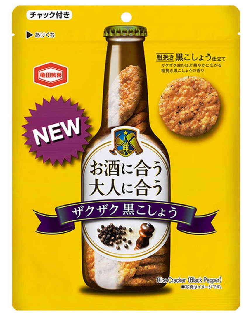 全新 最後2包 日本製造 BBD 2023年2月1日 知名食物品牌 亀田製菓 脆米餅 黑胡椒味 85g Kameda Rice ...