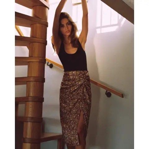 Abercrombie Fitch Midi Satin Floral Ruched Skirt Women s Fashion Bottoms Skirts on Carousell