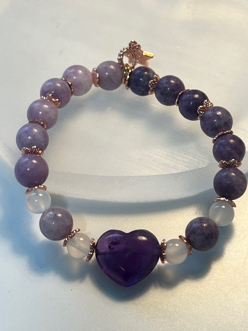 Crystal bracelet Amethyst heart bracelet Women s Fashion