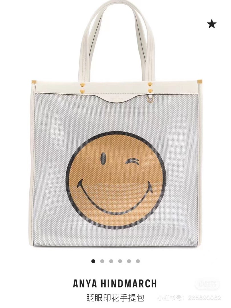 ❤️ANYA HINDMARCH❤️WINK SMILY LEATHER TOTE-