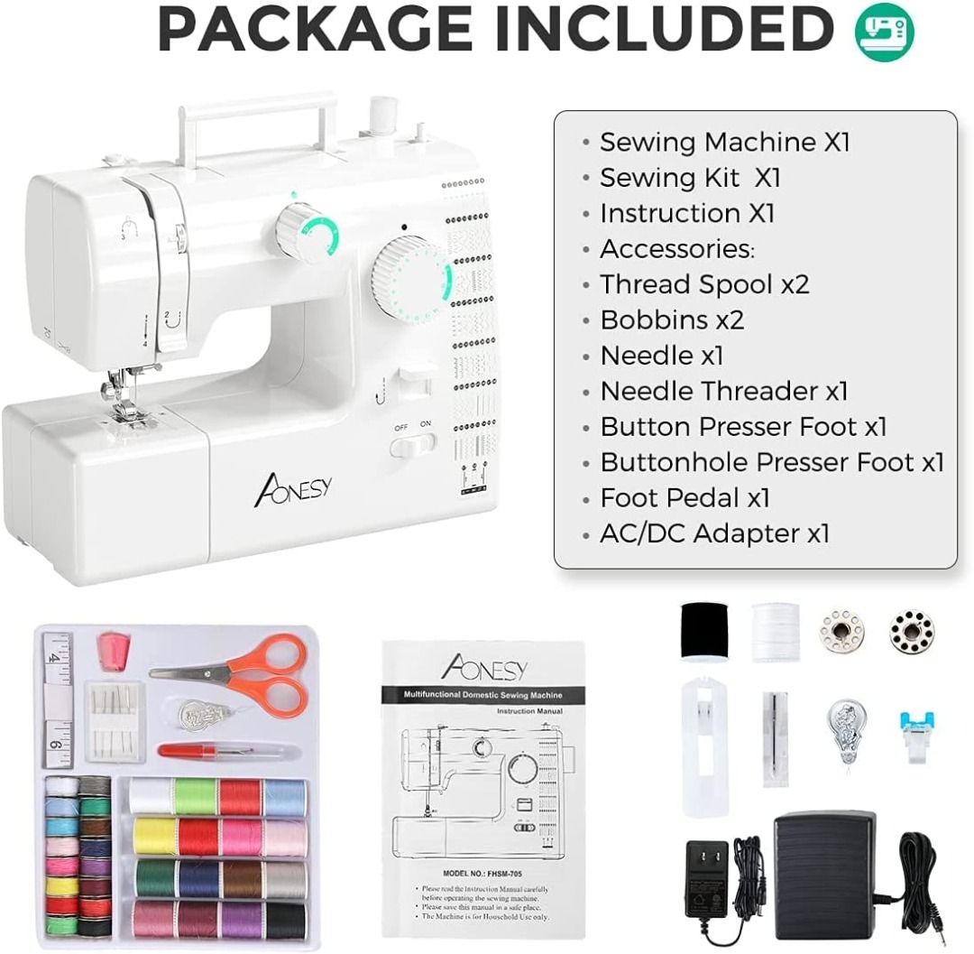 Aonesy Sewing Machine, Lightweight,59 Builtin Stitches 8 Included Feet