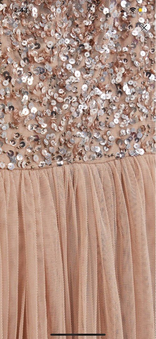 ASOS Maya Bridesmaid Bardot Maxi Tulle dress with tonal delicate