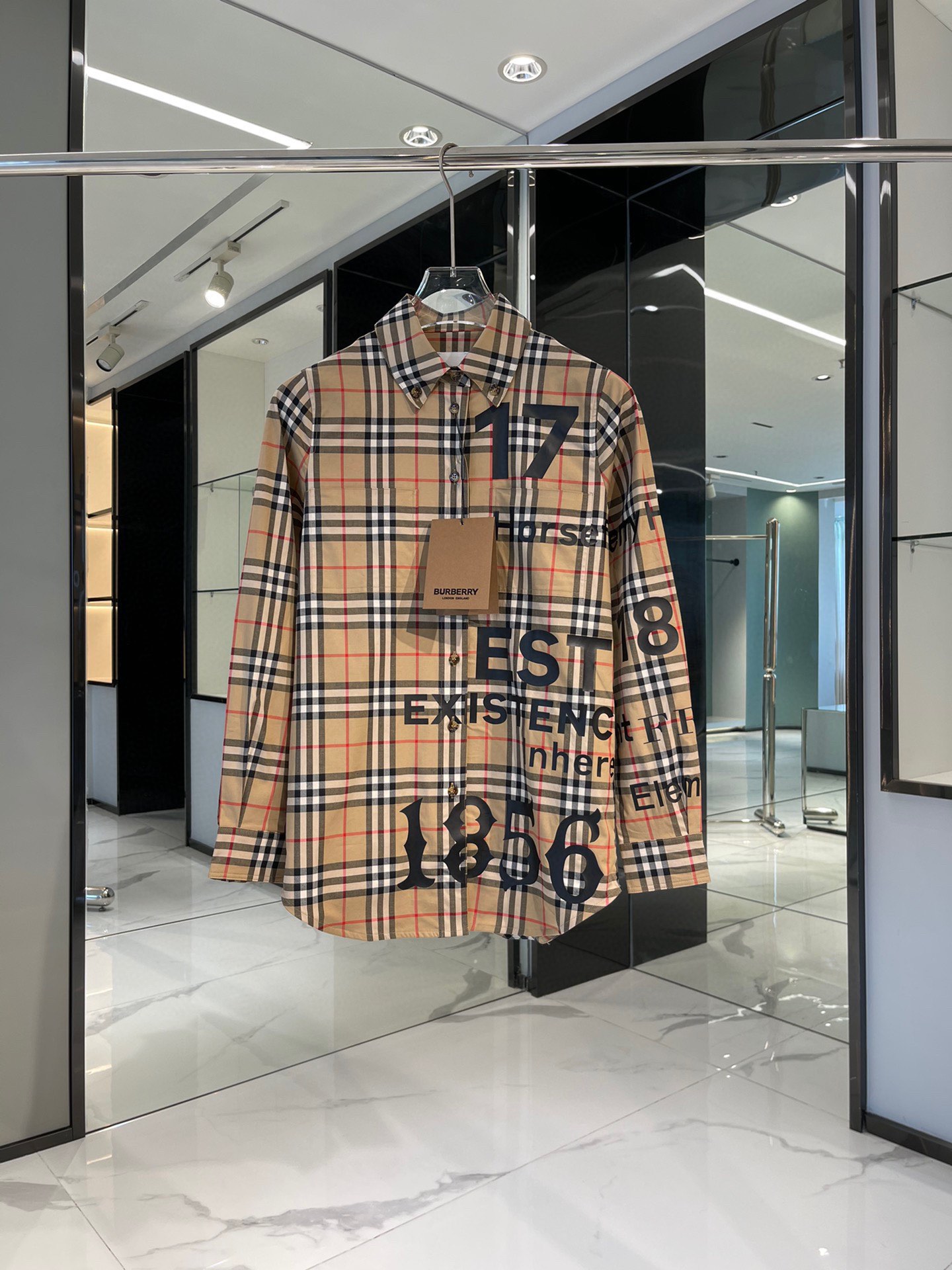 Authentic Burberry 23FW Mafery Print check shirt Men s Fashion Tops Sets Tshirts Polo Shirts on Carousell