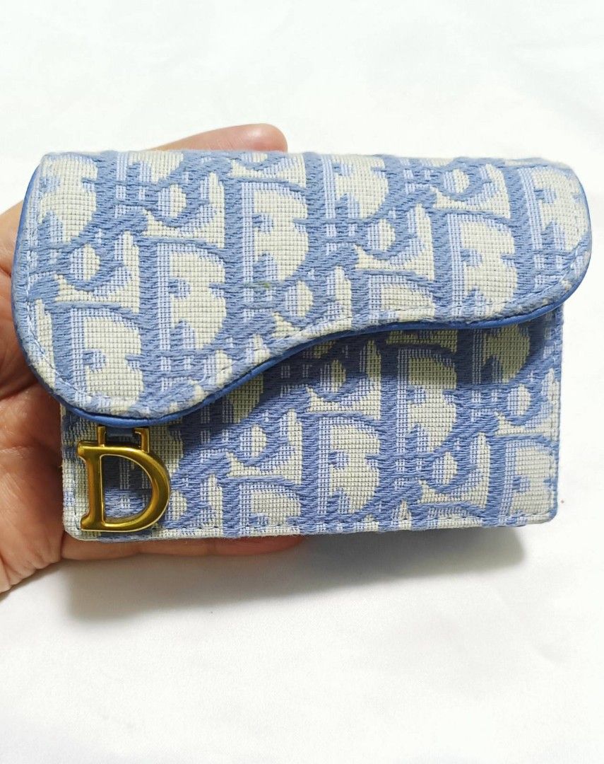 DIOR SADDLE FLAP CARD HOLDER IN BLUE OBLIQUE REVIEW