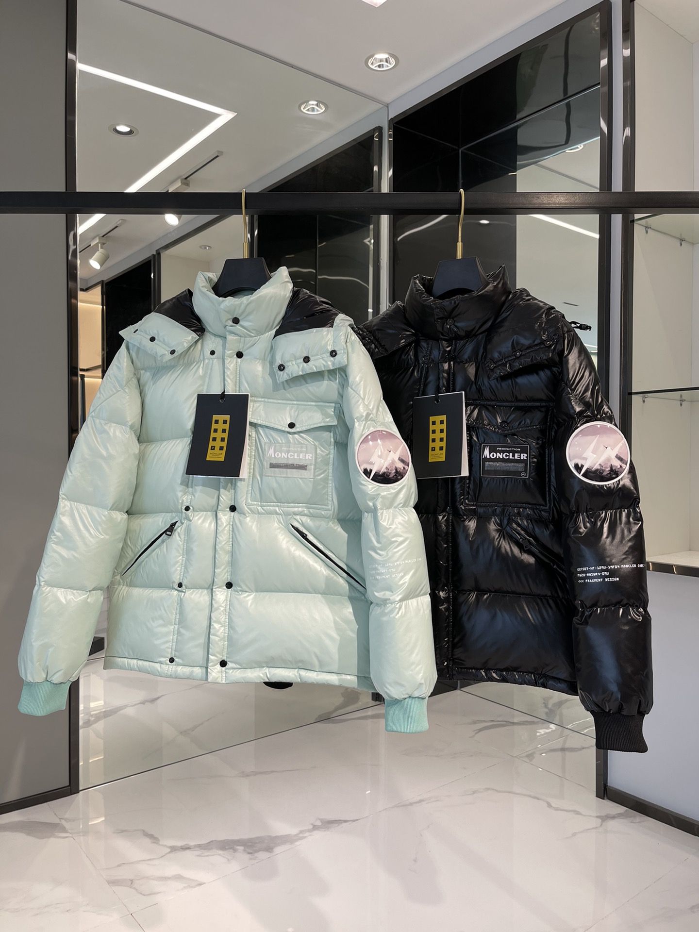 Authentic Moncler fujiwara hiro lightning seam hooded down jacket