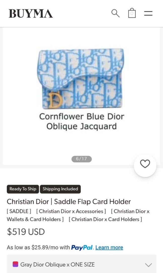 Authentic Dior Saddle Flap Card Holder Cornflower Blue Dior Oblique