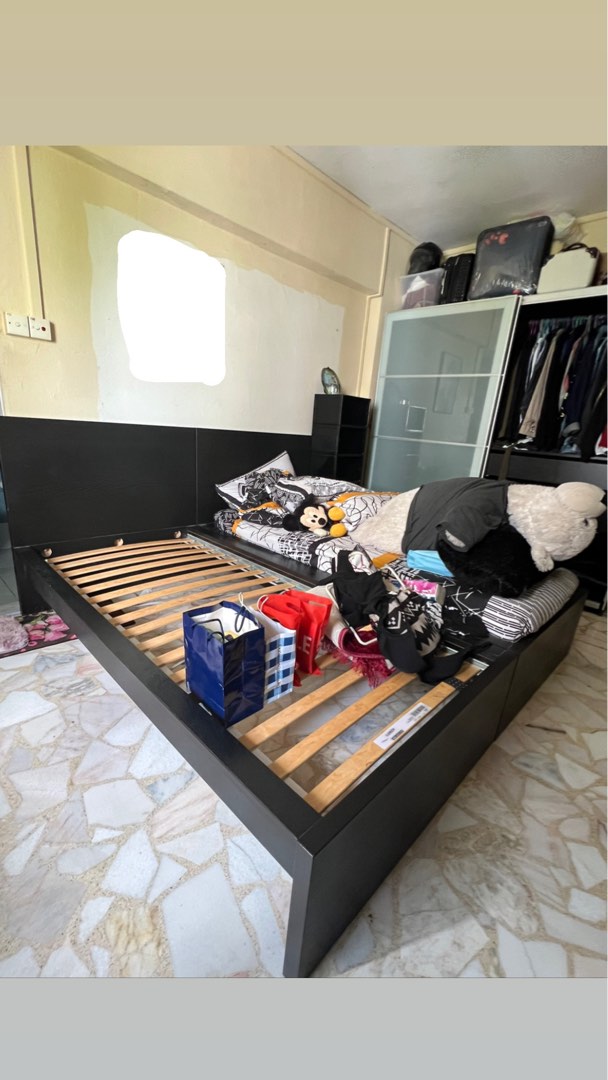 Black Ikea Single Bed Frame, Furniture & Home Living, Furniture, Bed