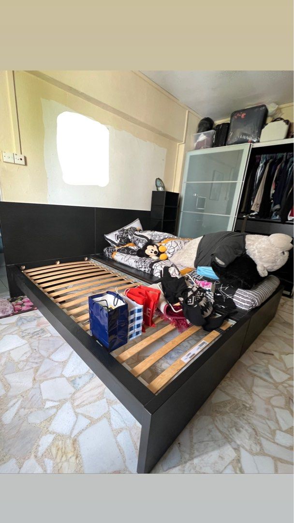 Black Ikea Single Bed Frame, Furniture & Home Living, Furniture, Bed