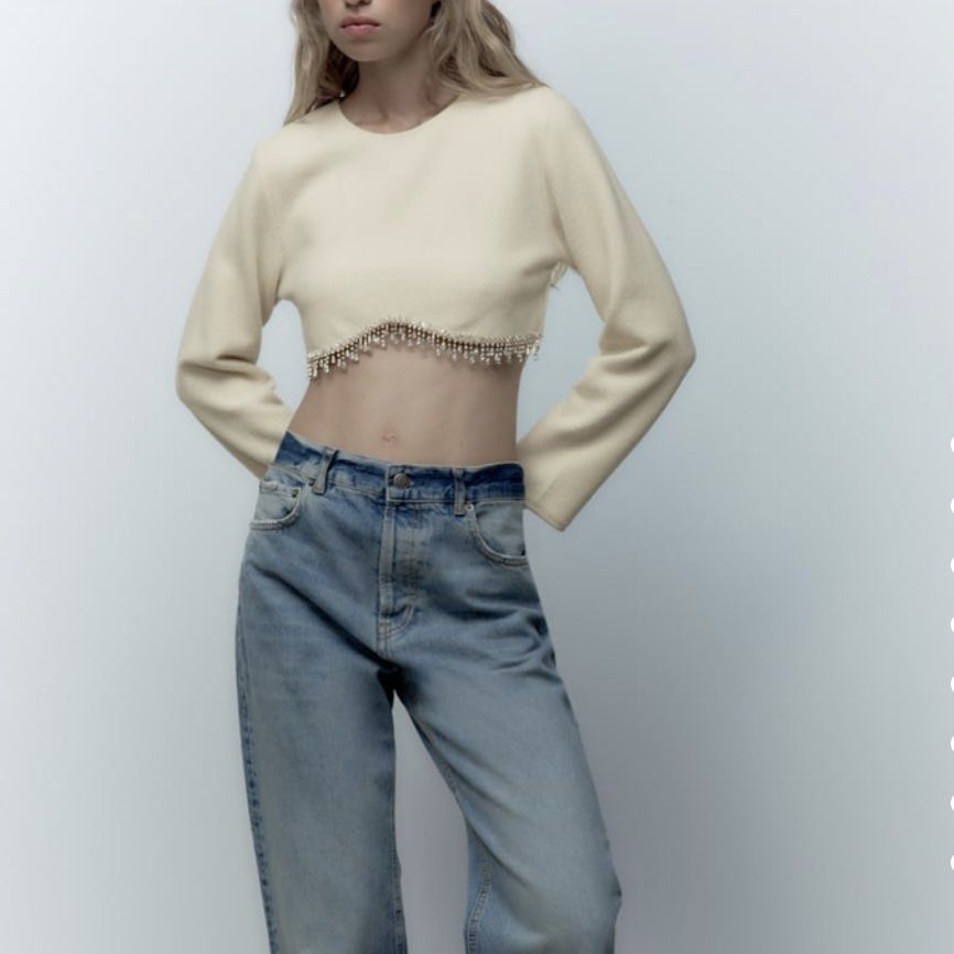 BRANDNEW Zara Limited Edition rhinestones top soft touch knit longsleeves,  Women's Fashion, Tops, Blouses on Carousell