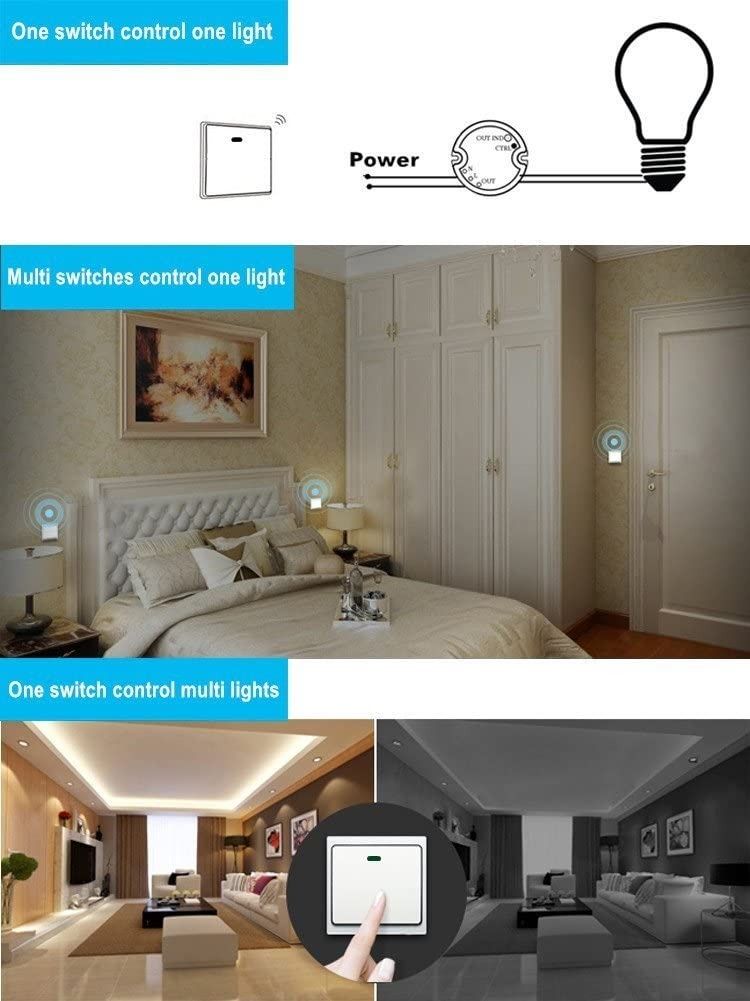 Acegoo Wireless Wall Switch, Self-powered Remote Light Switch (Switch