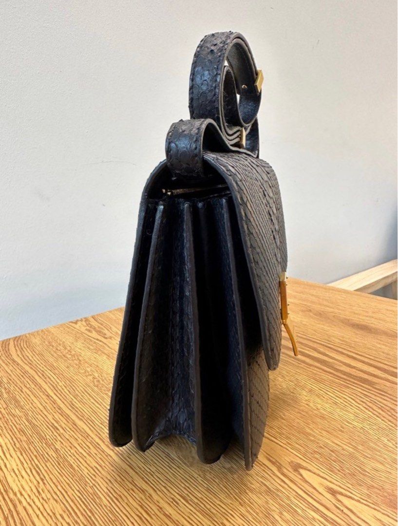 Celine Box Bag in Python Skin Black, Luxury, Bags & Wallets on Carousell