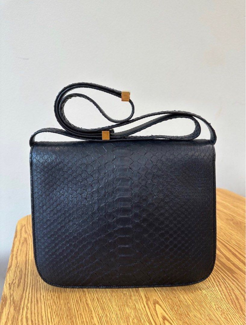 Celine Box Bag in Python Skin Black, Luxury, Bags & Wallets on Carousell