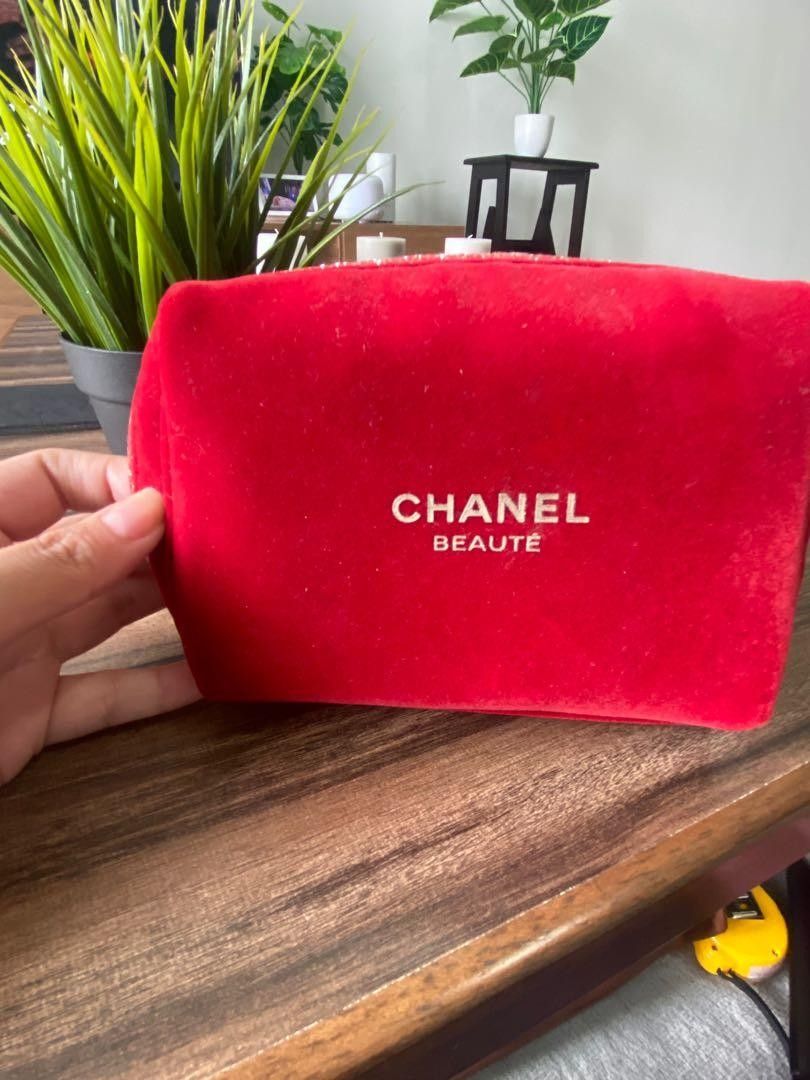 Chanel Red Velvet Makeup Bag