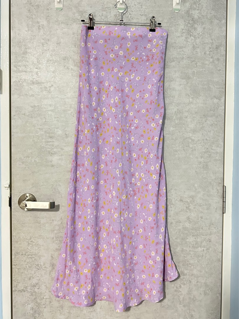 cotton on purple floral maxi slip skirt Women s Fashion Bottoms