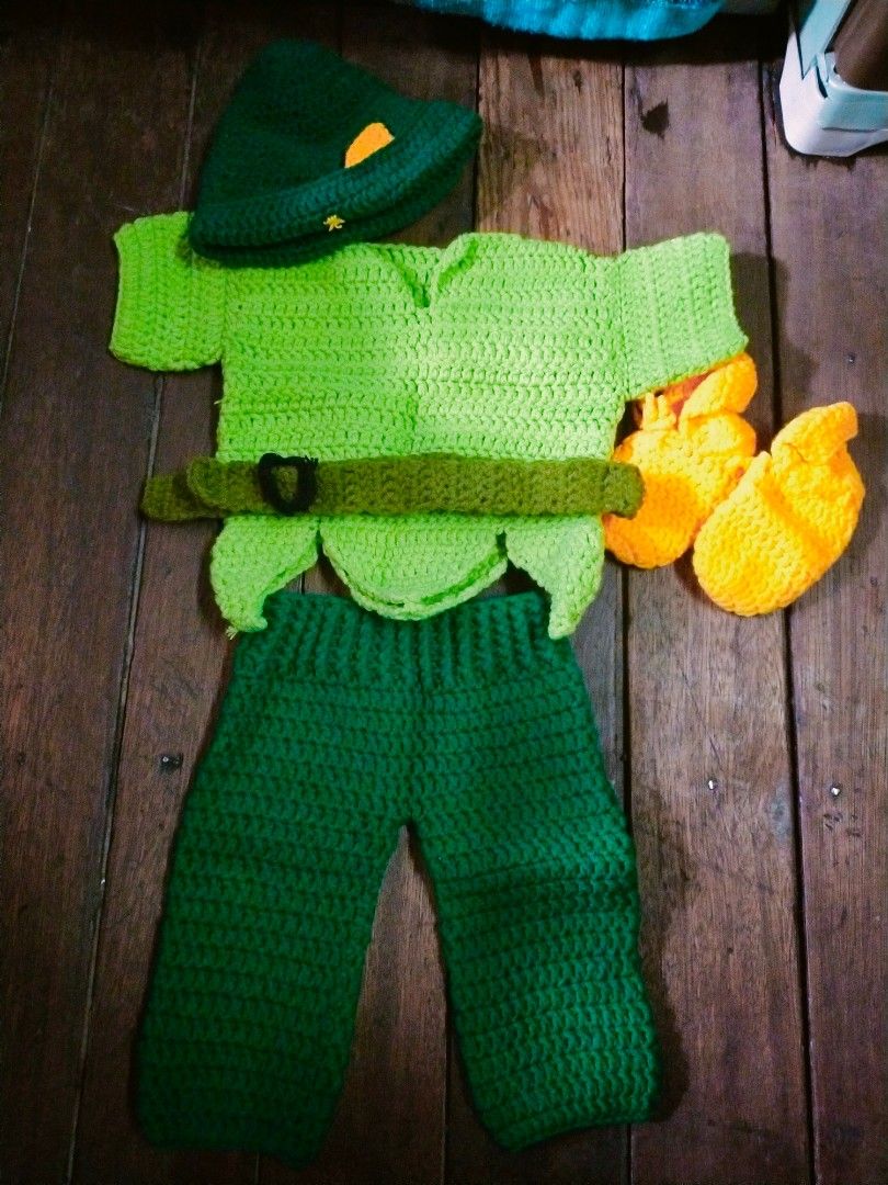 Crochet peterpan costume for 2 months old baby boy, Babies & Kids