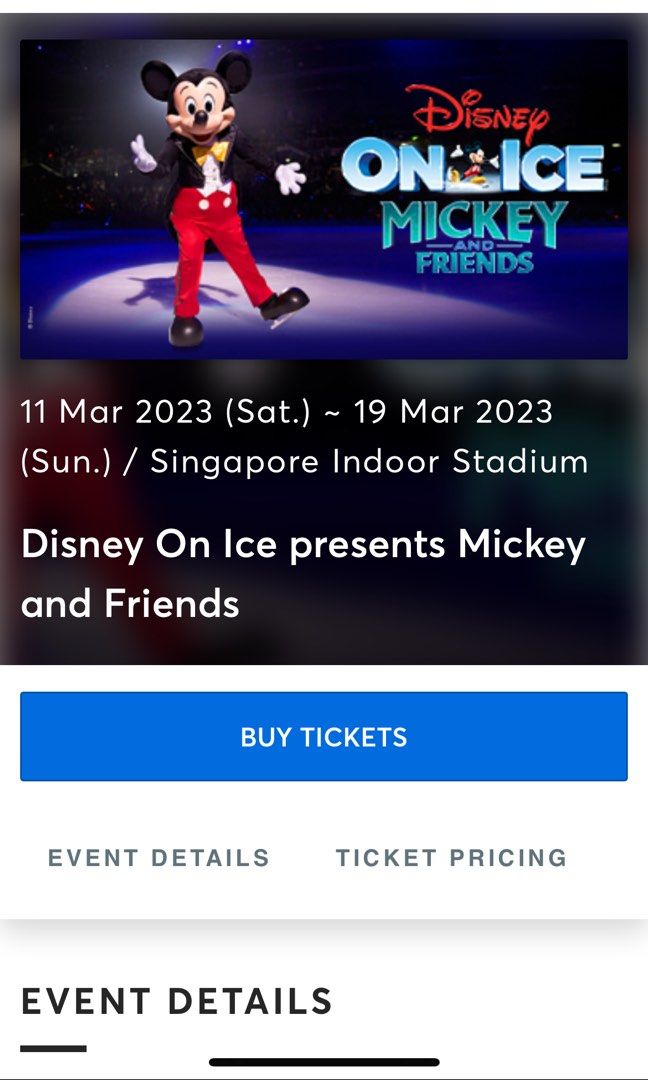 Disney on ice Singapore (17th March , Tickets & Vouchers, Event