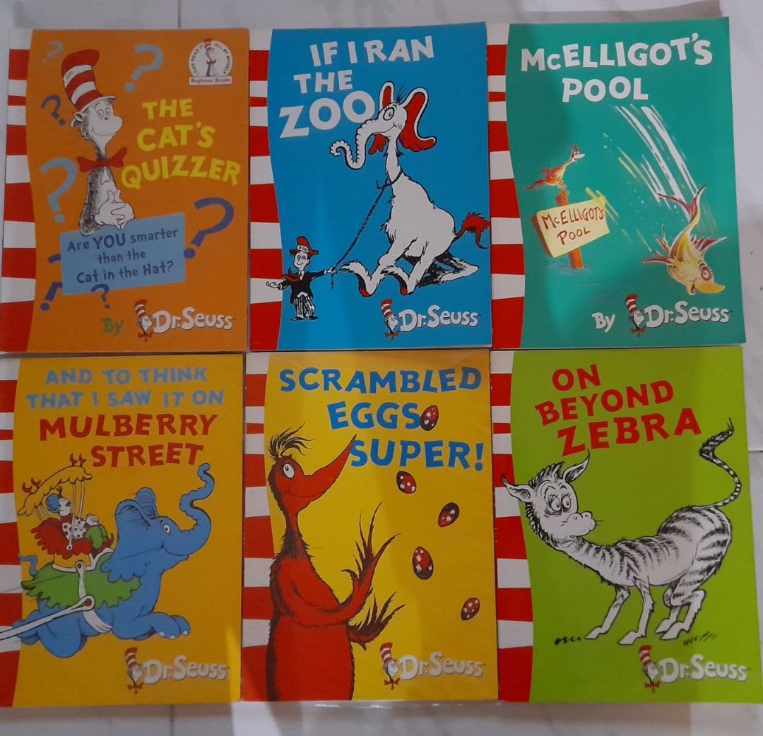 Dr Seuss 6 banned storybooks Harper Collins red white banner, Hobbies ...