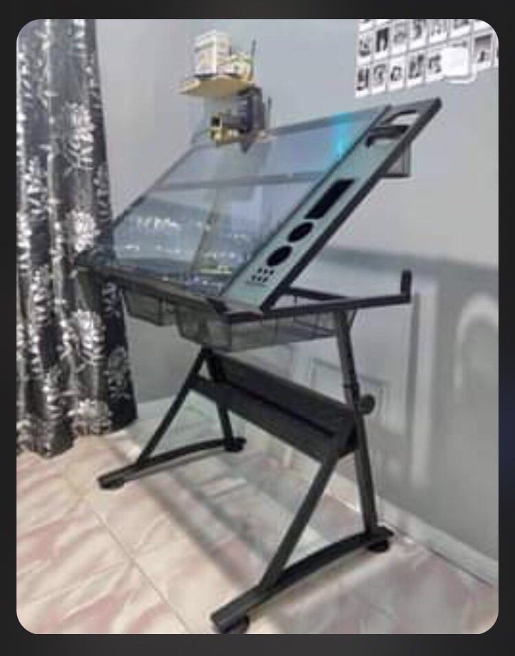 Drafting Table-tempered glassp (Category: Tables & Sets) located in San Pedro. Submitted by draftingtablemaker (Listing ID 1121222049, Image 3). Description: Tempered glass imported drafting table free chair.