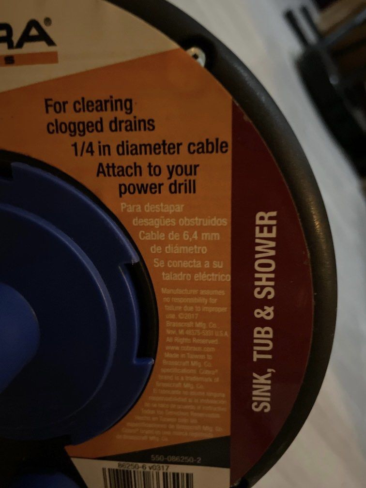 Drain snake 25 ft drain auger unclog your sink or shower drain, Furniture & Home Living