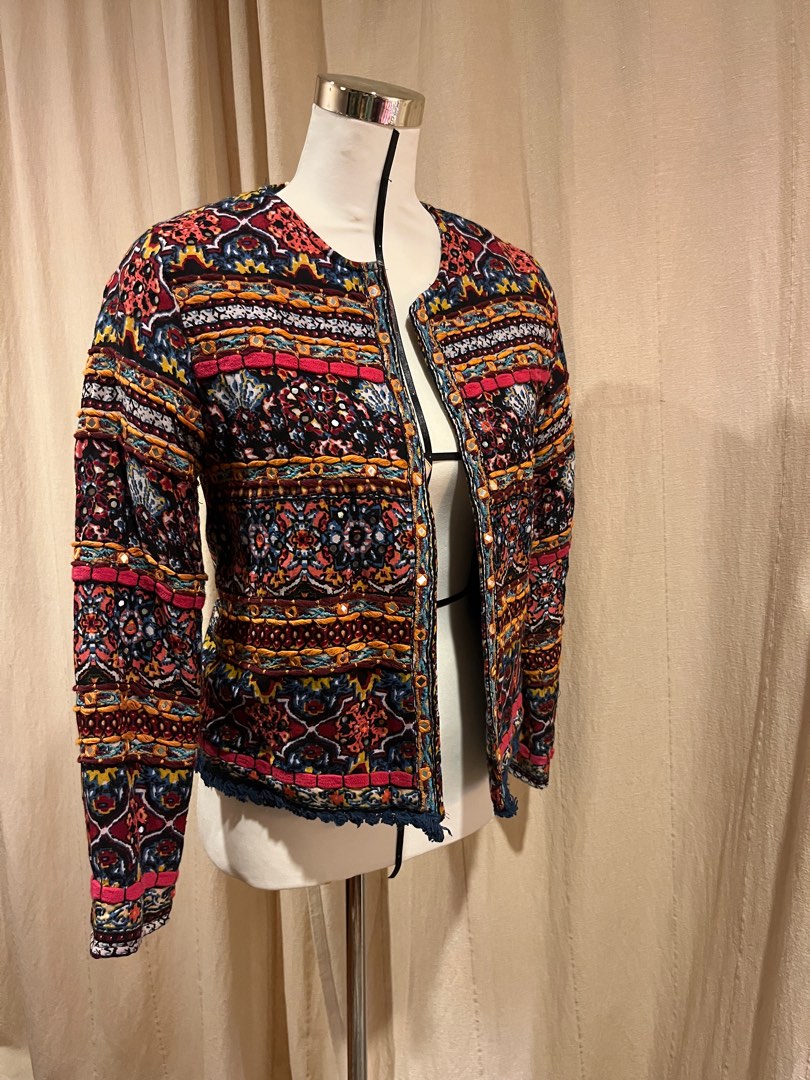 women's retro embroidered sweater jacket