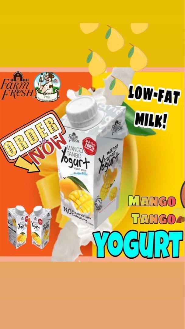 Farm Fresh UHT Yogurt Drink Mango, Food & Drinks, Beverages on Carousell