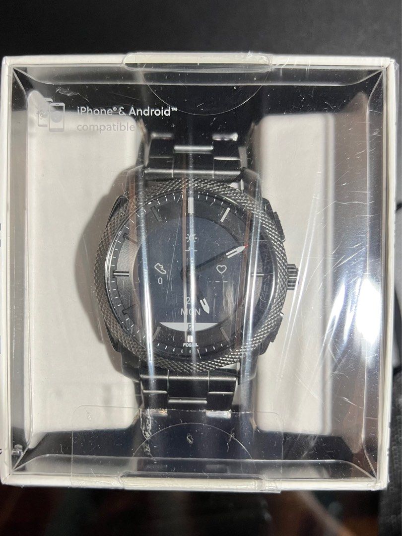 Hybrid smartwatch machine shop smoke stainless steel