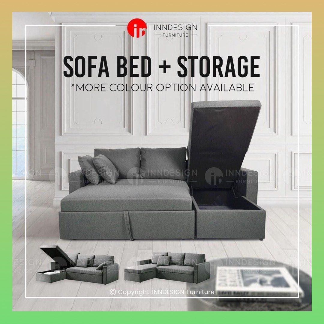 Free delivery sofa bed with storage, Furniture & Home Living, Furniture, Sofas on Carousell