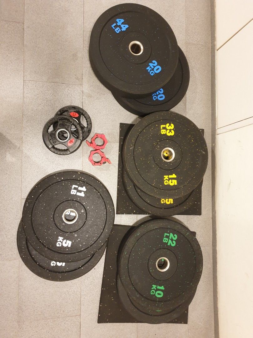 Full set weights, barbell and stands., Sports Equipment, Exercise