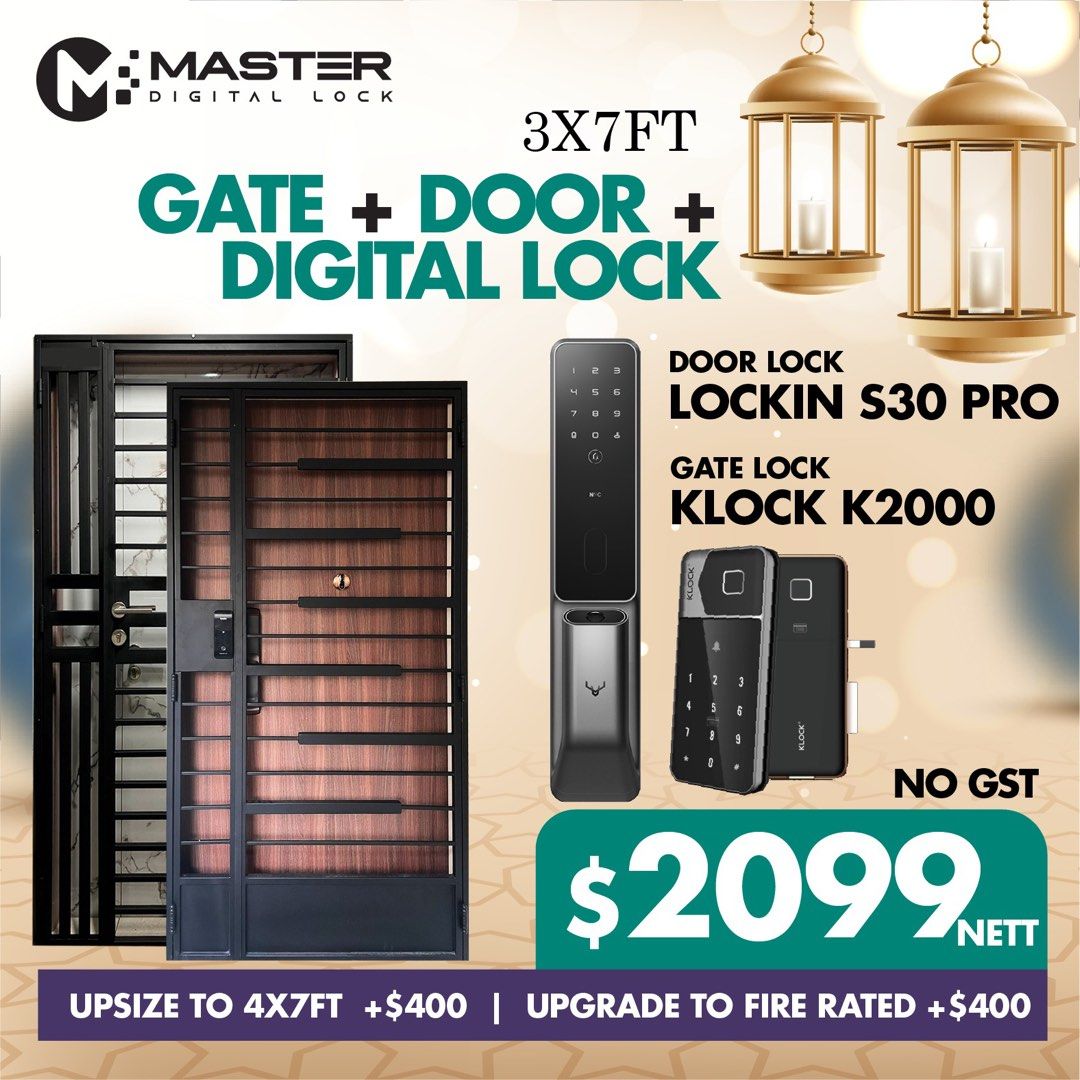 HDB FULL BUNDLE DOOR AND GATE + DIGITAL LOCK, Furniture & Home Living