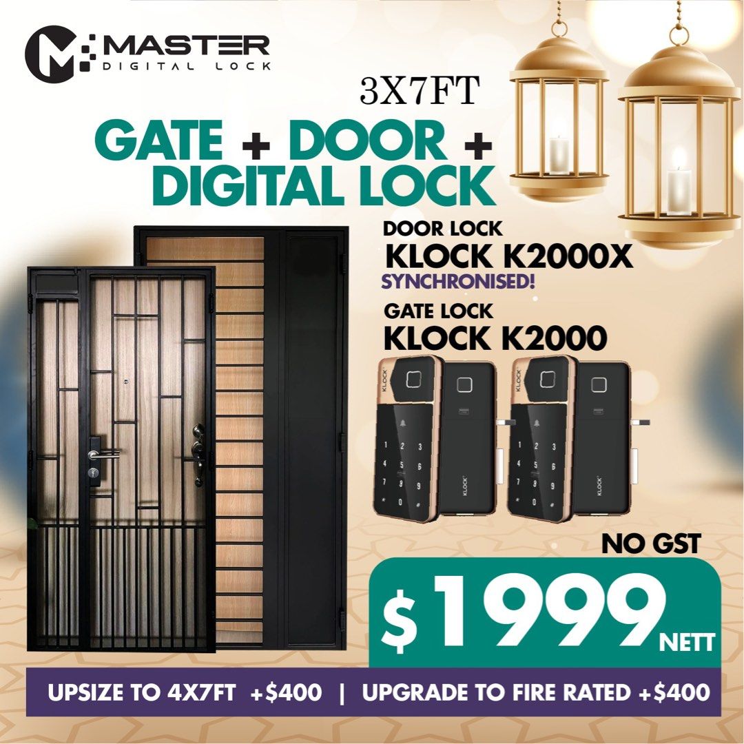 HDB FULL BUNDLE DOOR AND GATE + DIGITAL LOCK, Furniture & Home Living