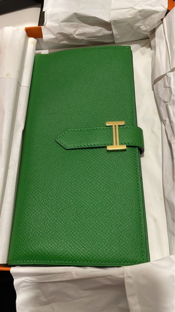 Hermes Bearn Wallet Green GHW, Luxury, Bags & Wallets on Carousell