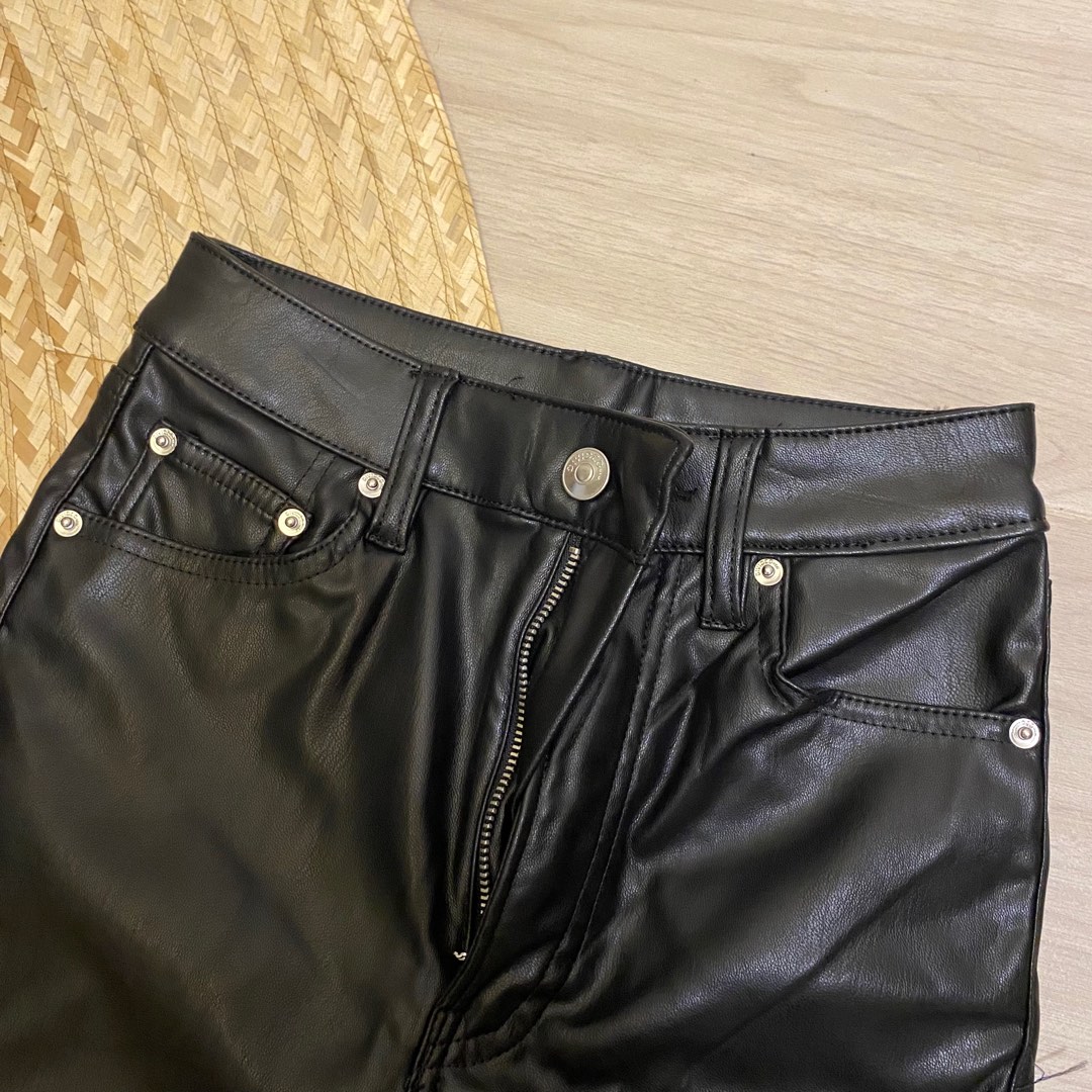 H&M Leather Pants, Women's Fashion, Bottoms, Jeans on Carousell