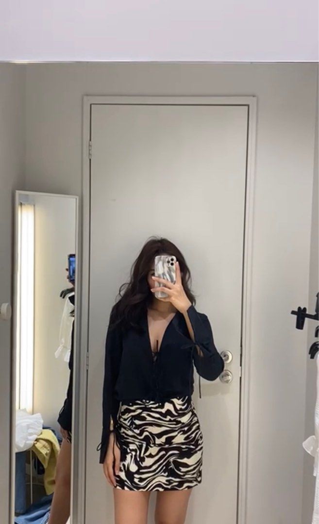 H&m zebra print skirt sale