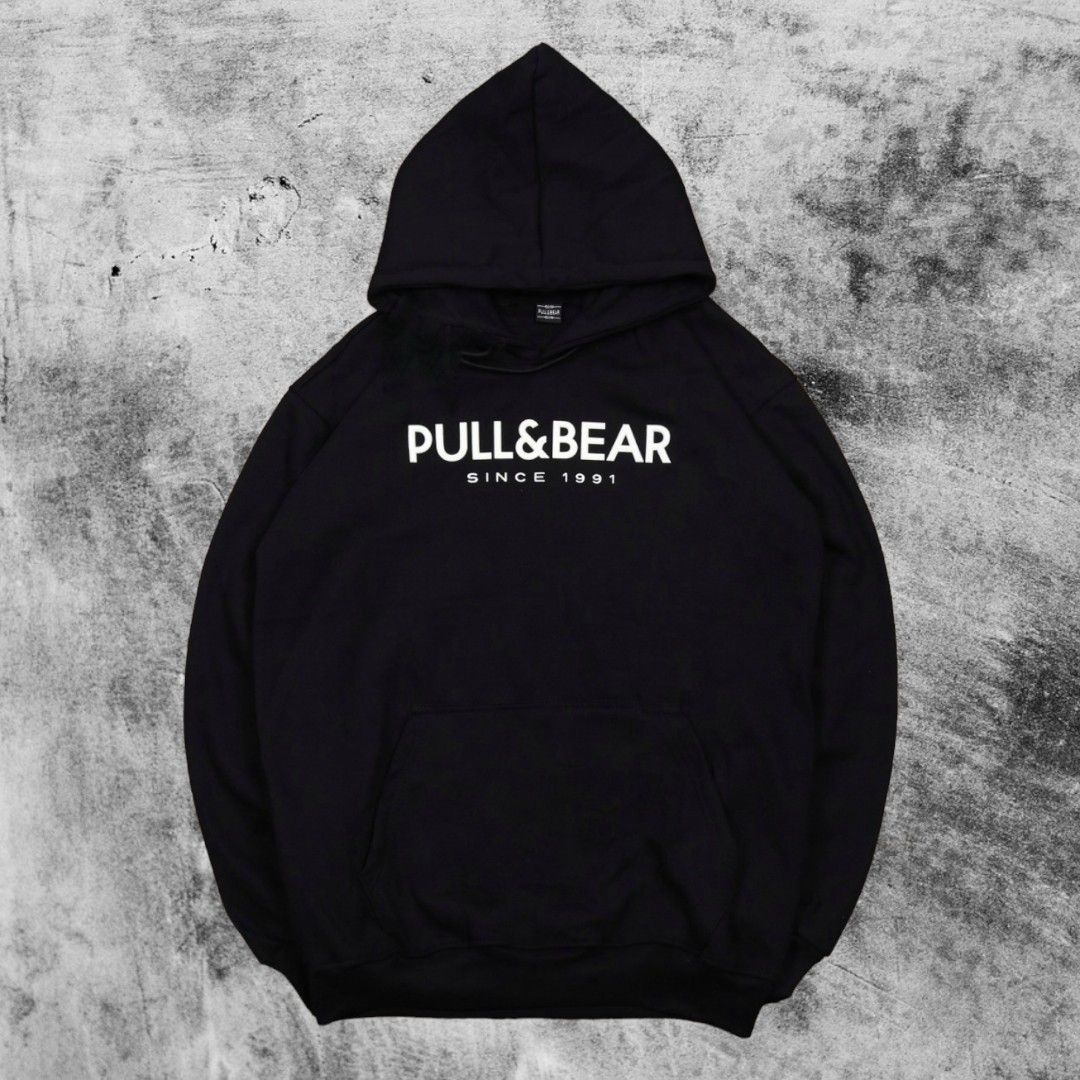 Hoodie Pull Bear Flocking Glow In The Dark Hitam