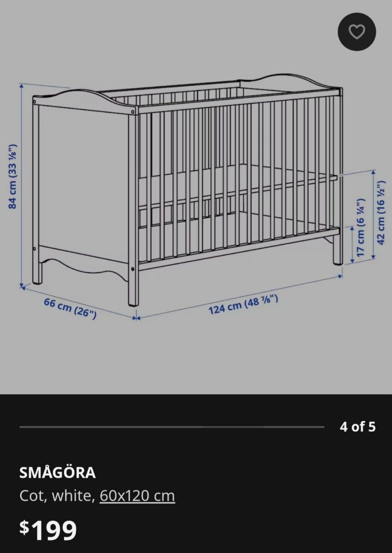 Ikea Baby Cot, Babies & Kids, Baby Nursery & Kids Furniture, Cots