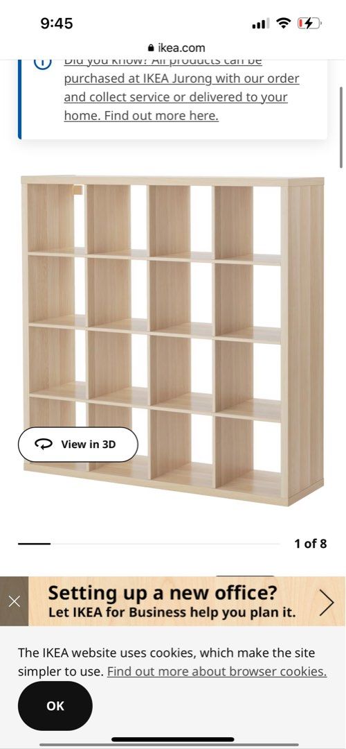 IKEA Kallax Shelving Unit 4*4 can dismantle, Furniture & Home Living