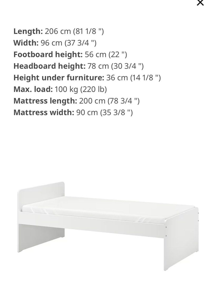 IKEA SLAKT Bedframe and Mattress, Furniture & Home Living, Furniture