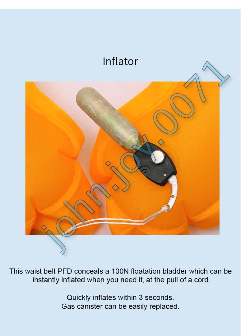 Inflatable 100N Airbelt Personal Flotation Device (PFD) Lifejacket SUP