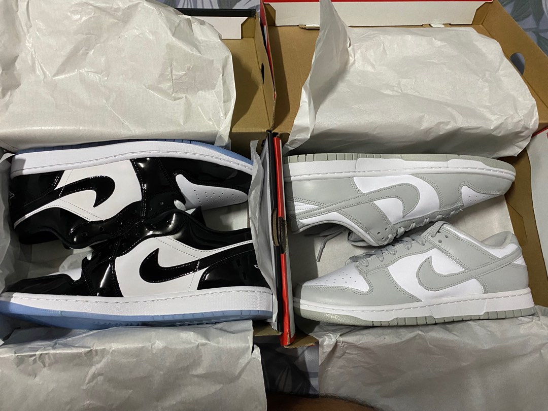 J1 low concord and nike dunk low grey fog on Carousell