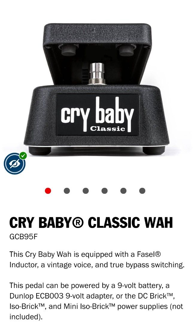 Jim Dunlop GCB95F Cry Baby Classic Wah Pedal, Hobbies & Toys, Music