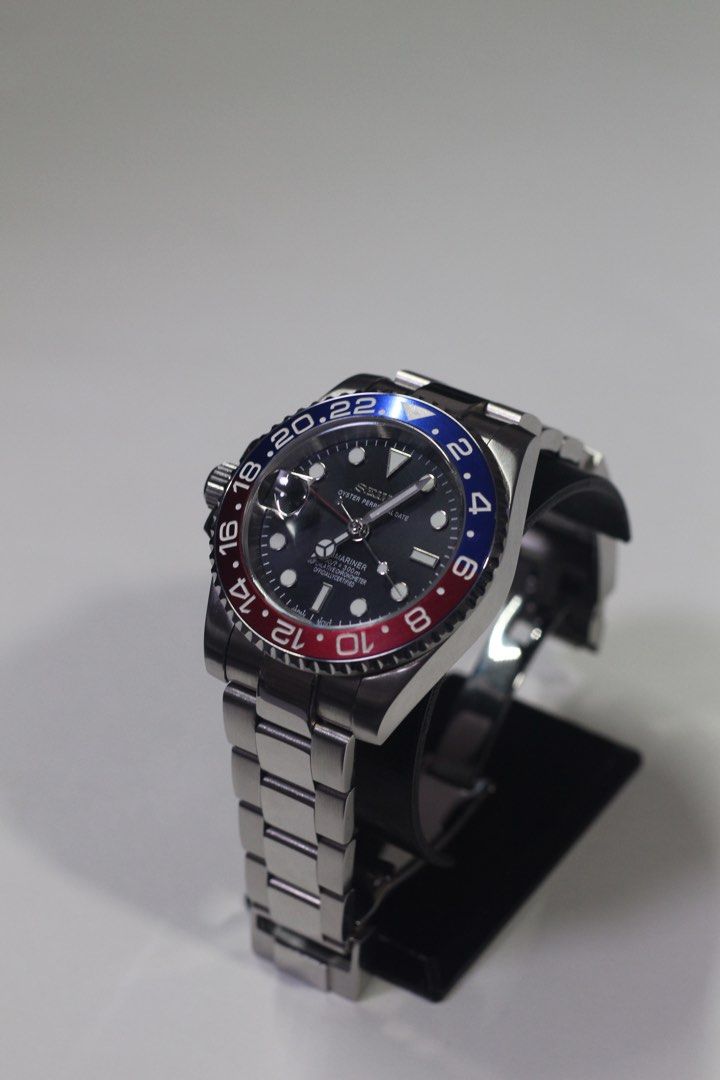 Left handed seiko mod: NH34 / NH35 / NH36 pepsi / red and black , Luxury,  Watches on Carousell